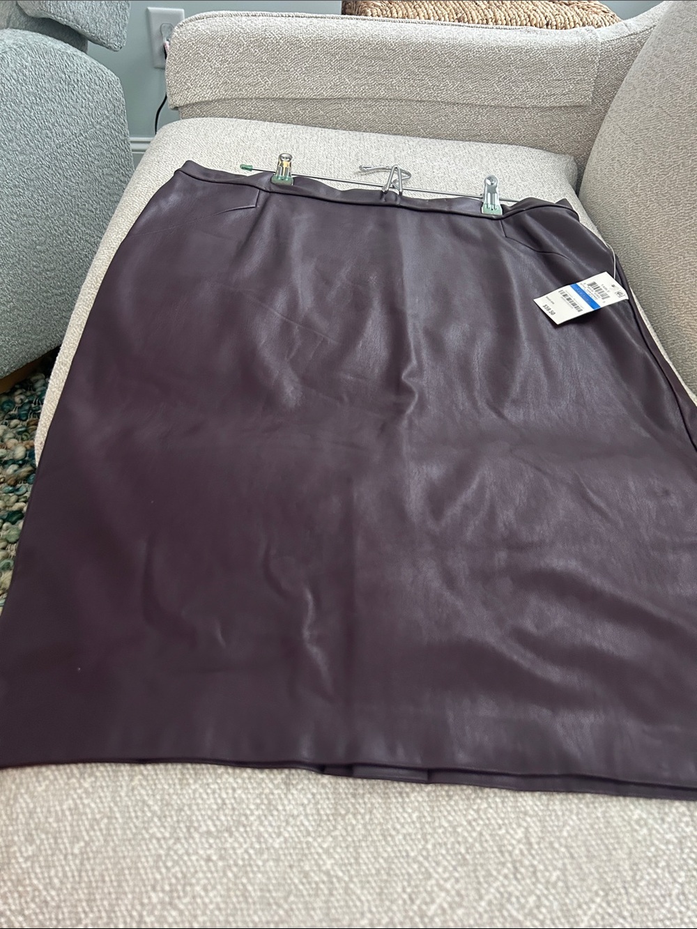 Bar III Plum Faux Leather Pencil Skirt